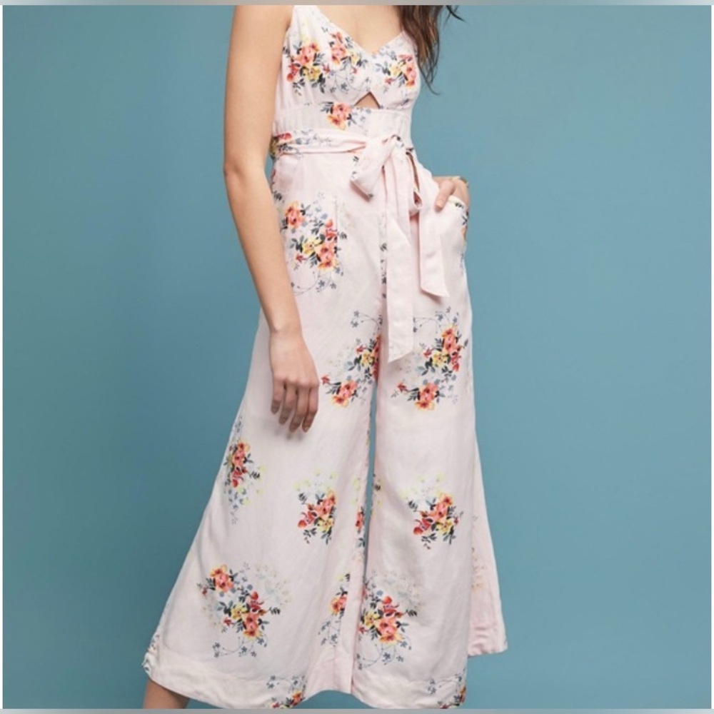 NWOT Anthropologie Akemi+Kin‎  floral jumpsuit wide leg size US 2